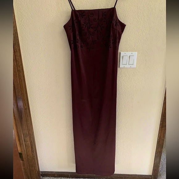 Rampage Juniors Wine / Burgundy Embellished Long Dress - Picture 1 of 6